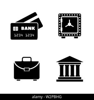 Financical. Semplice vettore relativi set di icone per i video, applicazioni mobili e siti Web, stampare progetti e il vostro design. Piatto nero illustrazione in backgr bianco Illustrazione Vettoriale