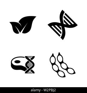 Ogm. Semplice vettore relativi set di icone per i video, applicazioni mobili e siti Web, stampare progetti e il vostro design. Piatto nero illustrazione su sfondo bianco. Illustrazione Vettoriale