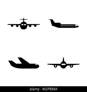 Aeromobile. Semplice vettore relativi set di icone per i video, applicazioni mobili e siti Web, stampare progetti e il vostro design. Piatto nero illustrazione su bianco Backgrou Illustrazione Vettoriale