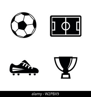 Il calcio. Semplice vettore relativi set di icone per i video, applicazioni mobili e siti Web, stampare progetti e il vostro design. Piatto nero illustrazione su bianco Backgrou Illustrazione Vettoriale