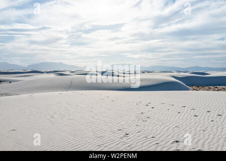 White Sands Dunes National Monument colline di sabbia di gesso in Nuovo Messico Foto Stock