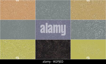 Set di pattern di Terrazzo. Abstract Background. Texture di elementi di design. Wide screen 16 : 9. Illustrazione vettoriale EPS, 10. Illustrazione Vettoriale