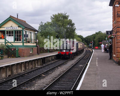 Stazione ferroviaria Metrpolitan n. 1 CLASSE E 0-4-2 locomotiva del serbatoio a North Weald stazione a Epping e Ongar railway Foto Stock