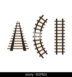 Ferrovia icon set isolato sul retro bianco Illustrazione Vettoriale