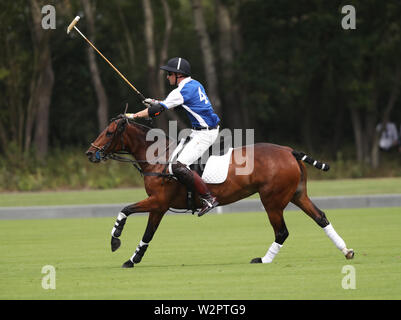 Il Duca di Cambridge gioca polo in Khun Vichai Srivaddhanaprabha Memorial Trophy Polo durante il King Power carità Royal Polo giorno a Billingbear Polo Club, Wokingham, Berkshire. Foto Stock