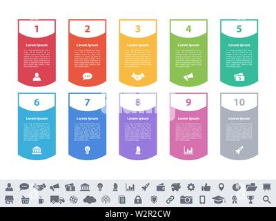 Infografico business design concept illustrazione vettoriale con dieci passi o le opzioni o i processi rappresentano il flusso di lavoro o di diagramma Illustrazione Vettoriale