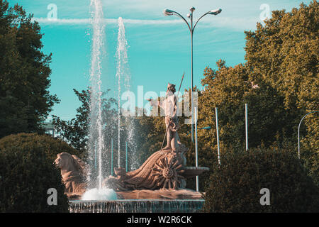 Fontana del Nettuno a Madrid, Spagna Foto Stock