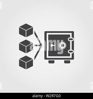 Icona di prova della puntata piatta. Design creativo monocromatico della collezione di icone blockchain. Semplice illustrazione del segno icona di prova della posta per il cellulare e il web Foto Stock