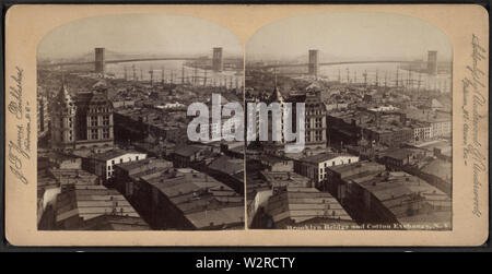 Il Ponte di Brooklyn e scambio di cotone, NY, da Robert N Dennis raccolta di vista stereoscopica Foto Stock