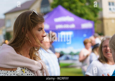 Amanda Owen, la Shepherdess dello Yorkshire, il Great Yorkshire Show, Harrogate, North Yorkshire, Inghilterra, Regno Unito. Foto Stock