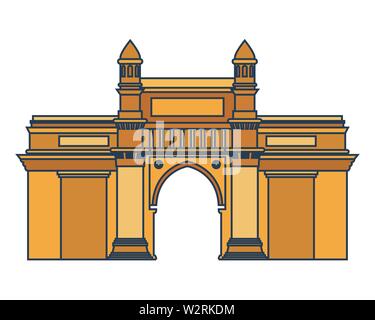 Edificazione del Gateway of India icona isolato Illustrazione Vettoriale