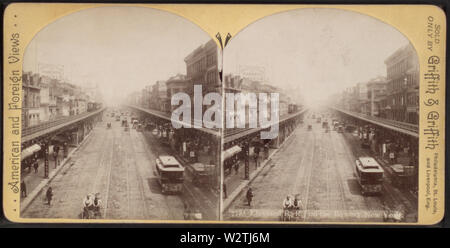 RR elevati sulla Bowery New York, da Robert N Dennis raccolta di vista stereoscopica Foto Stock