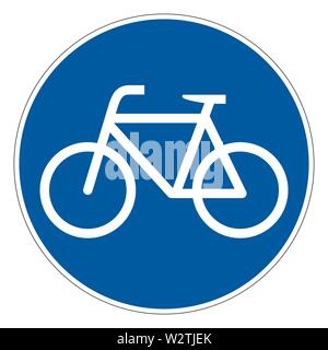Icona blu della bicicletta o simbolo del vettore della bicicletta Illustrazione Vettoriale