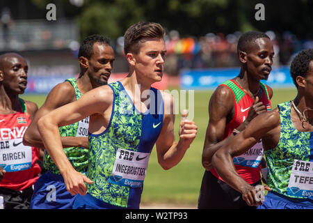 CALIFORNIA - USA - 30 giugno 2019: Jakob Ingebrigtsen concorrenti negli uomini 1 miglio Bowerman gara presso la IAAF Diamond League Prefontaine Classic evento in Foto Stock