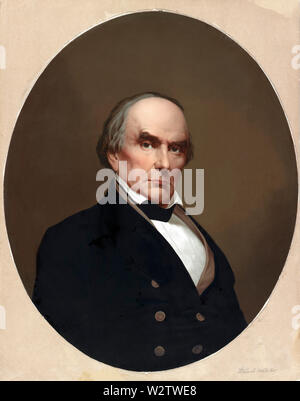 Daniel Webster (1782-1852), statista americano che ha rappresentato del New Hampshire e Massachusetts nel Congresso degli Stati Uniti ed è servito come gli Stati Uniti il Segretario di Stato sotto la guida dei presidenti William Henry Harrison John Tyler e Millard Fillmore, testa e spalle ritratto, Chromolithograph, pubblicato da E.C. Middleton & Co., 1860's Foto Stock