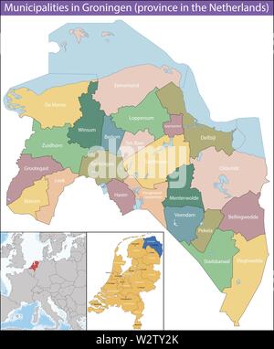 Groningen è una provincia dei Paesi Bassi Illustrazione Vettoriale