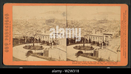 Vista generale della città, dal Comitato della California e Powell strade, guardando a nord-est, la baia e l'isola di capra, da Thomas Houseworth & Co Foto Stock