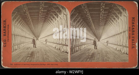 Interno della stazione ponte di sospensione, 800 piedi lungo, da Barker, George, 1844-1894 Foto Stock