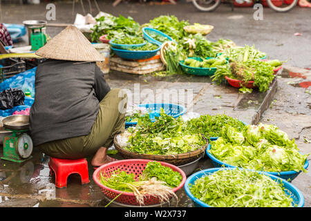 HOI AN, VIETNAM - Gennaio 03, 2019 : le verdure fresche in tradizionale strada del mercato di Hoi An, Vietnam Foto Stock