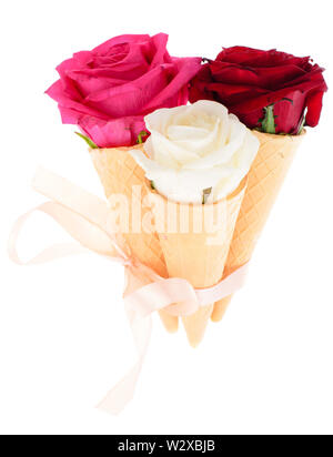 Le Rose in awafer cono gelato Foto Stock