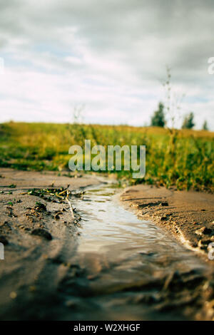 Piccolo fiume dopo la pioggia in viaggio giù dalla collina Foto Stock