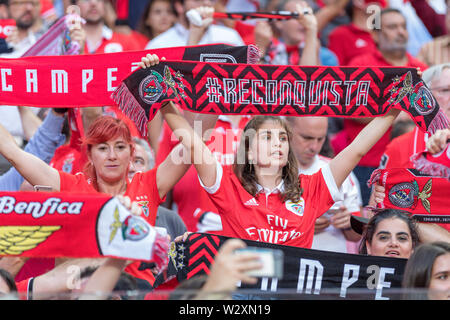 Lisbona, Portogallo. 10 Luglio, 2019. Benfica sostenitori durante la partita amichevole tra SL Benfica vs RSC Anderlecht Credito: Alexandre de Sousa/Alamy Live News Foto Stock