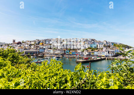 Città di brixham devon, Brixham Town, Brixham Harbour, Brixham, Devon, Regno Unito, England, Regno Unito, brixham devon, Brixham, città, cittadine, porto, GB Foto Stock