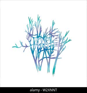 Illustrazione a colori di rami di alberi. Il gioco di luce e di ombra. Illustrazione Vettoriale