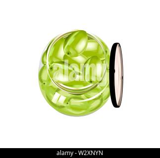 Verde Verde Oliva memorizzato in un vasetto di vetro Illustrazione Vettoriale