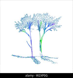 Illustrazione a colori di rami di alberi. Il gioco di luce e di ombra. Illustrazione Vettoriale