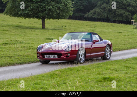 Red 1998 90s TVR; veicoli d'epoca restaurati classici che appaiono al Leighton Hall Car Festival di Carnforth, Lancaster, Regno Unito Foto Stock