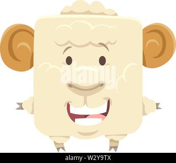 Cartoon illustrazione della Ram Funny Farm carattere animale Illustrazione Vettoriale