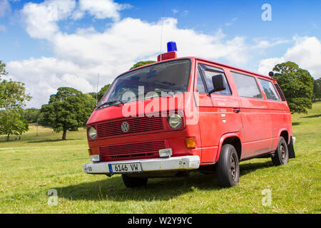 VW 6146red 1989 Volkswagen ; classic vintage restaurati i veicoli che appaiono alla Leighton Hall car festival a Carnforth, Lancaster, Regno Unito Foto Stock