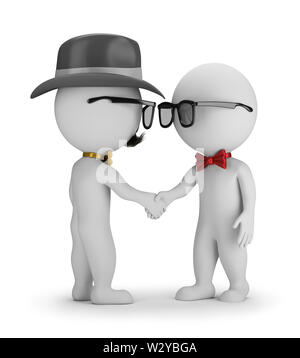 3D Hipster - Handshake. Immagine 3d. Sfondo bianco. Foto Stock