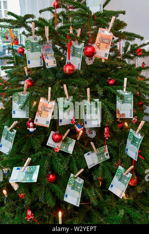 Albero di natale, donazione, dono del denaro Foto Stock