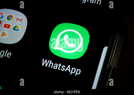 Nello smartphone visualizzare, App WhatsApp Foto Stock