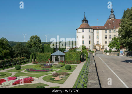 Giardino di un palazzo, castello Langenburg, langenburg, valle Jagst, schwaebisch hall, hohenlohe REGIONE DEL BADEN-WUERTTEMBERG, Heilbronn-Franconia, Germania Foto Stock