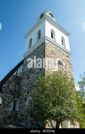 Rauma, Finlandia - 27 June, 2019: Chiesa Vecchia a Rauma, uno dei siti del Patrimonio Mondiale dell'UNESCO, è il più grande di legno unificata comune nei paesi nordici Foto Stock