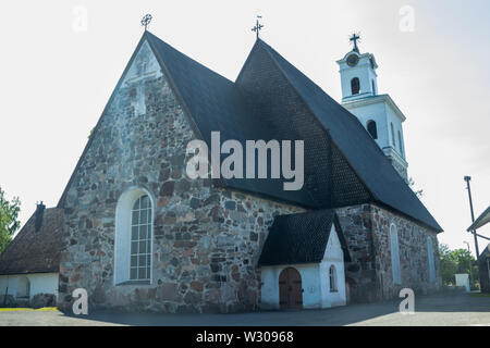 Rauma, Finlandia - 27 June, 2019: Chiesa Vecchia a Rauma, uno dei siti del Patrimonio Mondiale dell'UNESCO, è il più grande di legno unificata comune nei paesi nordici Foto Stock