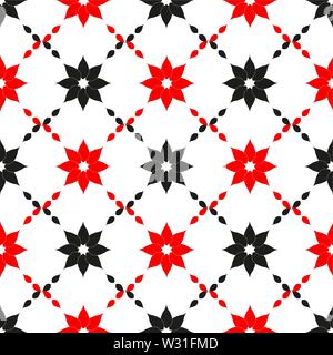 Vector seamless pattern. Disegno astratto con il rosso e il nero fiori. Semplice floral background minimalista. Illustrazione Vettoriale