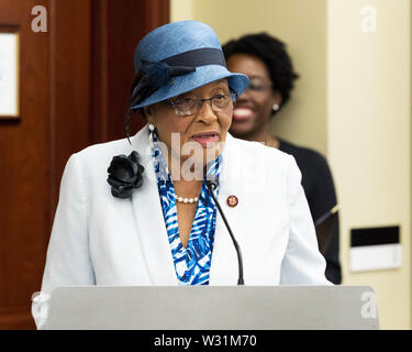 Washington D.C, STATI UNITI D'AMERICA. 11 Luglio, 2019. Stati Uniti Rappresentante ALMA ADAMS (D-NC) parlando al Black salute materna Caucus vertice delle parti interessate al Campidoglio di Washington il 11 luglio 2019. Credito: Michael Brochstein/ZUMA filo/Alamy Live News Foto Stock