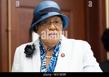 Washington D.C, STATI UNITI D'AMERICA. 11 Luglio, 2019. Stati Uniti Rappresentante ALMA ADAMS (D-NC) parlando al Black salute materna Caucus vertice delle parti interessate al Campidoglio di Washington il 11 luglio 2019. Credito: Michael Brochstein/ZUMA filo/Alamy Live News Foto Stock