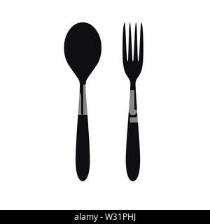 Forcella Cucchiaio Icona disegno vettoriale. illustrazione in bianco sullo sfondo isolato Illustrazione Vettoriale