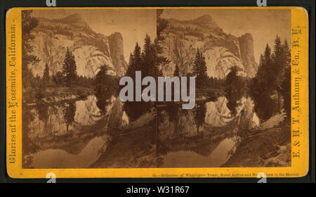 Le riflessioni di Washington Tower, Royal archi e cupola del Nord in Merced, DA E & HT Anthony (Azienda) Foto Stock