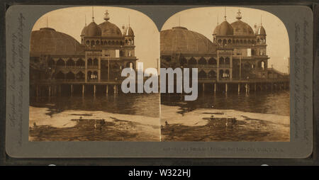Aria di sale (Saltair) spiaggia e il pavilion, Salt Lake City, Utah, Stati Uniti d'America, da Robert N Dennis raccolta di vista stereoscopica Foto Stock