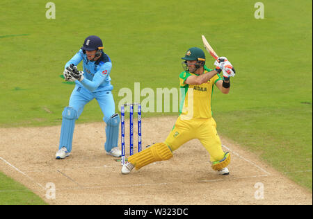 Birmingham, Regno Unito. 11 Luglio, 2019. Glenn Maxwell di Australia gioca un colpo durante l'Australia v England, ICC Cricket World Cup Match Semi-Final, a Edgbaston, Birmingham, Inghilterra. Credito: csm/Alamy Live News Foto Stock