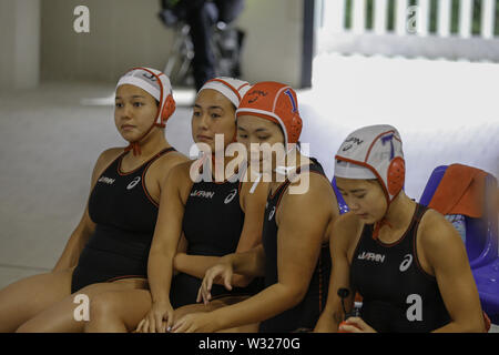 Casoria, CAMPANIA, Italia. 11 Luglio, 2019. Pallanuoto Universiade tra Stati Uniti e Giappone 11/05/2019 Casoria.La riunione per le Universiadi tra gli Stati Uniti e il Giappone ha avuto luogo presso la piscina comunale di Casoria in provincia di Napoli Credito: Fabio Sasso/ZUMA filo/Alamy Live News Foto Stock