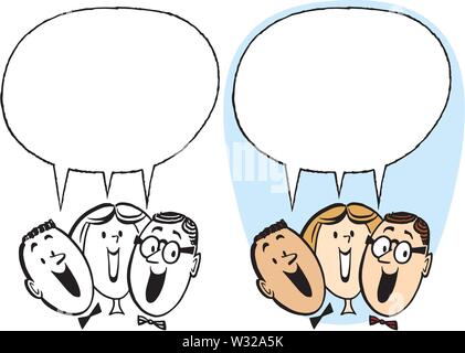 Un gruppo di gente sorridente che con una parola vuota palloncino al di sopra le loro teste. Illustrazione Vettoriale
