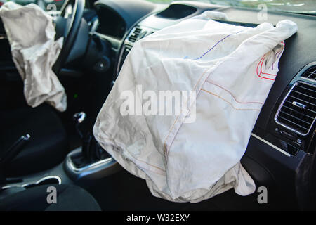 Airbag auto ha lavorato con una profondità di campo ridotta Foto Stock