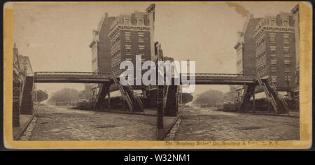 Il ponte di Broadway cor Broadway & Fulton St, N Y, da Robert N Dennis raccolta di vista stereoscopica Foto Stock